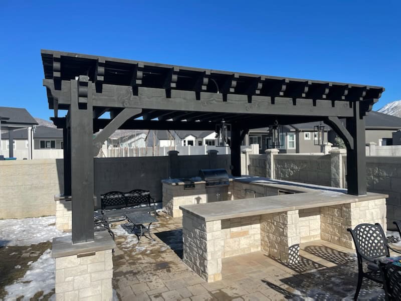 Outdoor kitchen with built-in grill